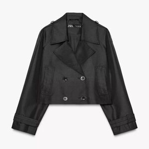 Zara Women's Black Cropped Trench Coat